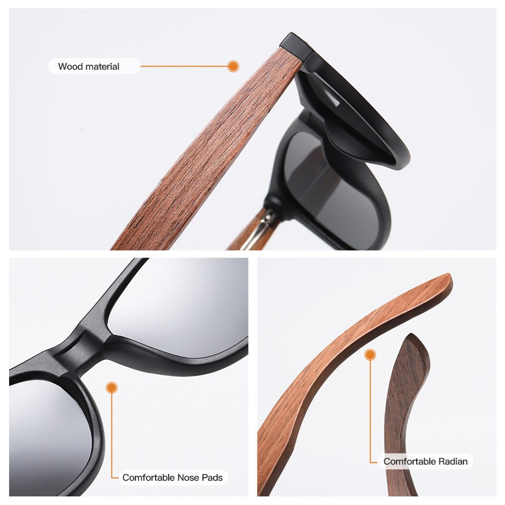Stylish Walnut Wood Sunglasses with Polarized Lenses