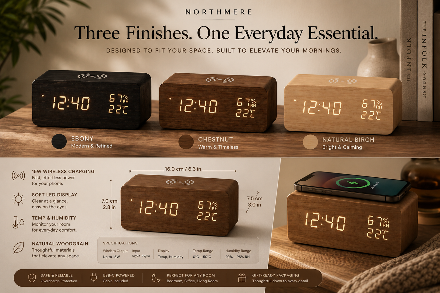 Hearthside Charging Clock